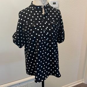 Karl Lagerfeld black and white polka dot blouse size M